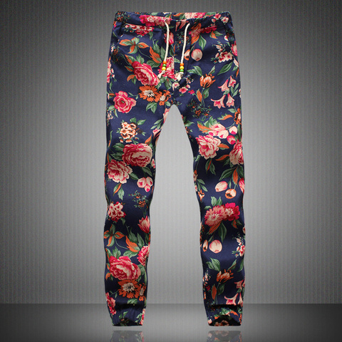 Linen Pants Men 2022 New Fashion Men Floral Print Joggers Male Casual Summer Pants Mens Sweatpants ► Photo 1/4