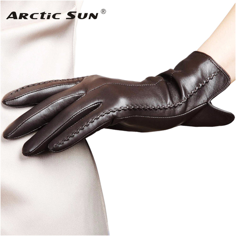 High Quality Elegant Women Genuine Lambskin Leather Gloves Autumn And Winter Thermal Hot Trendy Female Glove L085 ► Photo 1/6