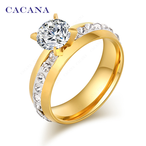 CACANA Titanium Stainless Steel Rings Top Quality Rings For Women Fashion Jewelry Wholesale NO.R110 ► Photo 1/6