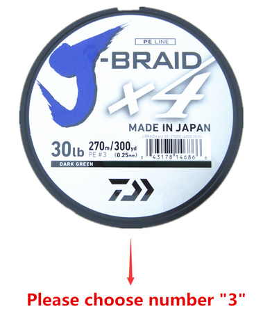 100% Original DAIWA J BRAID X4  Braided fishing line  DARK GREEN color 270m Made in Japan ► Photo 1/2