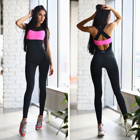 Fitness Yoga Set Sport Suits Women Tracksuits Backless Sportswear Leggings Running Tights Jumpsuits Sports Workout Gym Clothing ► Photo 1/6