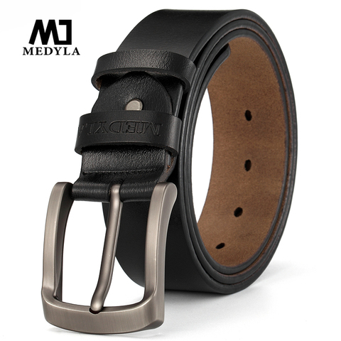 MEDYLA brand men's leather belt high quality natural leather business casual belt for men casual pants suit jeans accessories ► Photo 1/6