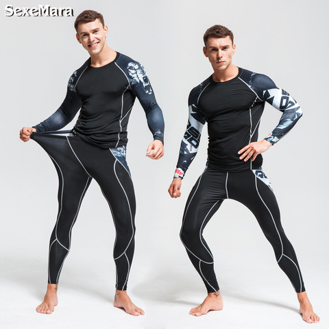 DaFeiBang Men's Thermal Underwear Set Compression Tracksuit Rashgard Fitness Thermo MMA Gym Sport Suit Men's Long Johns ► Photo 1/6