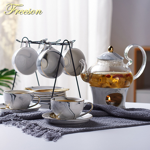 Nordic Transparent Glass Teapot Tea Cup Set Heat Resistant