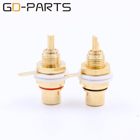 24K Gold Plated Brass Female RCA Jack Socket Hifi Audio Video Signal Cable Connector Terminal For AMP CD Panel Mount Bulk SALES ► Photo 1/6