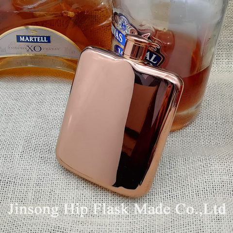 2022 high quality  Rose Gold  Plated Stainless Steel Hip Flask (6 OZ)  with free funnel ., Food Degree stainless steel ► Photo 1/3