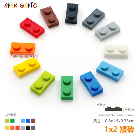 60pcs/lot DIY Blocks Building Bricks Thin 1X2 Educational Assemblage Construction Toys for Children Compatible With lego ► Photo 1/6