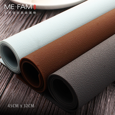 ME.FAM New Simple Leather Texture Silicone Placemat Anti-hot Dish Pad Waterproof Oilproof Home Dining Table Mesa Protection Mats ► Photo 1/6