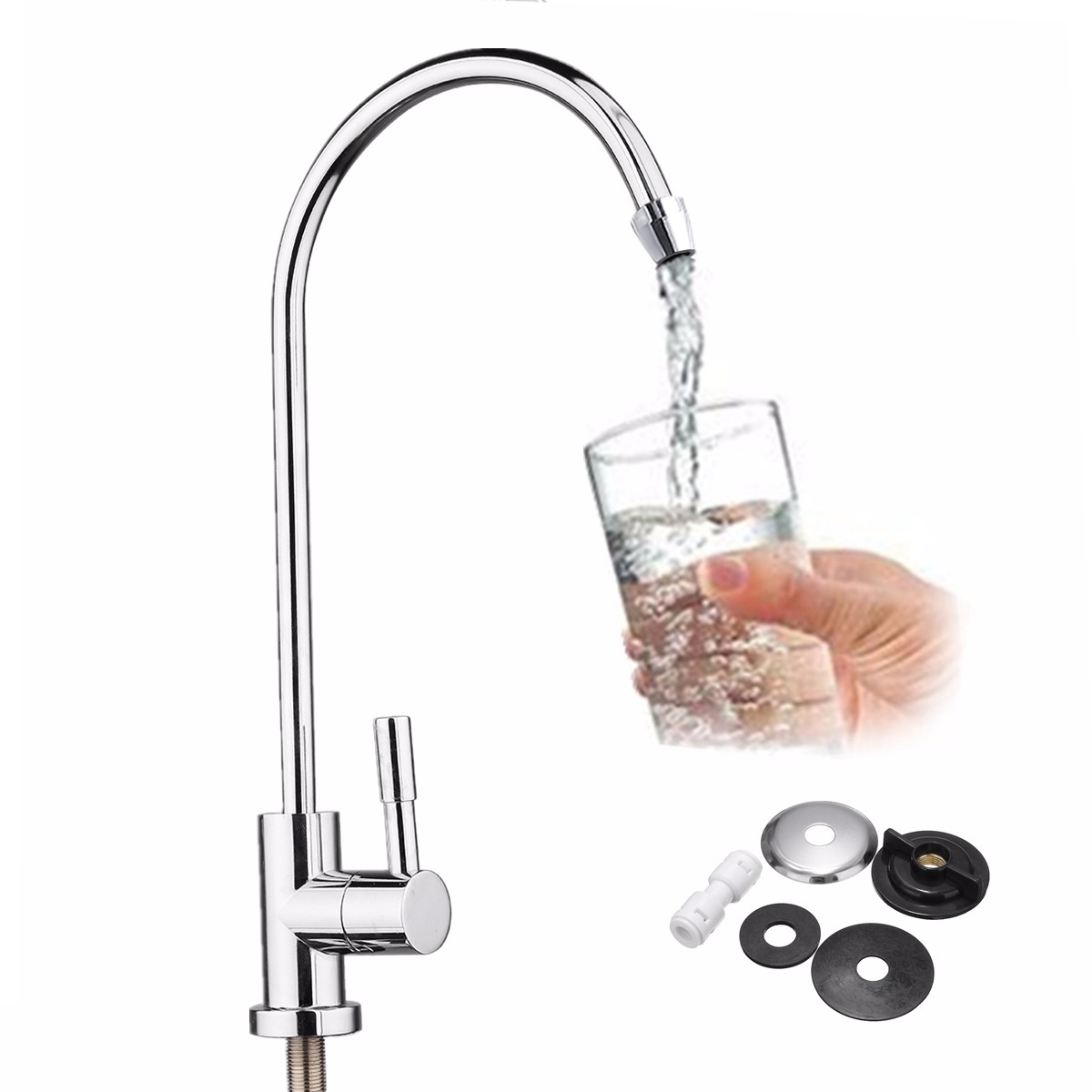 Kitchen Water Filter Faucet Chrome Plated 1/4 Inch Connect Hose Reverse Osmosis Filters Parts Purifier Direct Drinking Tap ► Photo 1/6