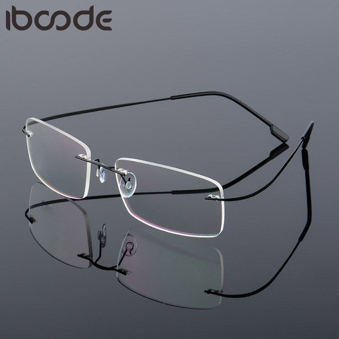 iboode Classic Mens Pure Titanium Rimless Glasses Frames Myopia Optical Frame Ultra-light Titanium Frameless Eyeglasses Frame ► Photo 1/6