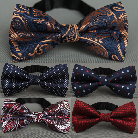 RBOCOTT Men's Bow Tie Gold Paisley Bowtie Business Wedding Bowknot Dot Blue And Black Bow Ties For Groom Party Accessories ► Photo 1/6