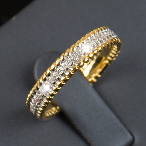 Modian 2022 New fashion Real 925 sterling silver ring 5A Zircon Wedding Band Jewelry Gold Color of women gift ► Photo 1/4