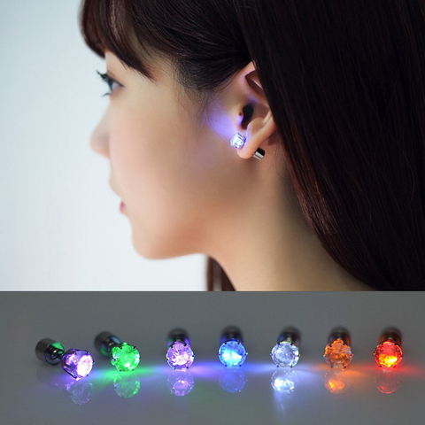 Light Up LED Earrings Hot Christmas Studs Flashing Blinking Stainless Steel Earrings Studs Dance Party Accessories Supplies Gift ► Photo 1/6