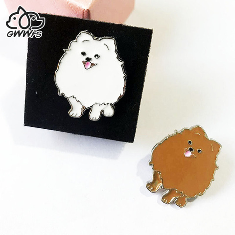 Cute Pomeranian dog brooches for women men girls silver color metal alloy pet dog male female brooch pins party clothes jewelry ► Photo 1/6