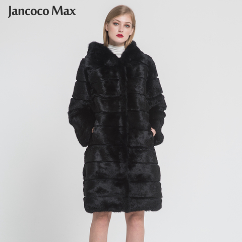 2022 Winter Warm Women's Real Rabbit Fur Long Coat Top Quality Fur Outerwear Hooded Female Luxury Jacket S7379 ► Photo 1/6