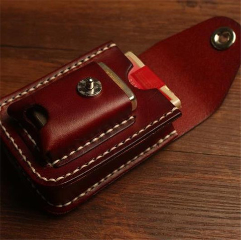 Retro Best leather slim cigarette box with lighter case smoking accessories Bumbag cigarette packs cover ► Photo 1/5