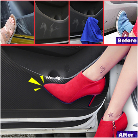 4x Car Styling Anti-kick Pads Carbon Protection Interior Door Sticker Film For Hyundai Tucson (TL) 2015 2016 2017 2022 ► Photo 1/6