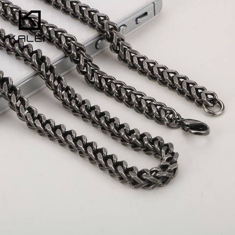 KALEN Stainless Steel 66cm 76cm Long Chain Necklace Men Punk Matte Brushed Vintage 5mm Cuban Chain Choker Necklace Jewelry ► Photo 1/6