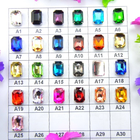 Glass Crystal Silver claw settings 7 sizes nice colors mix Rectangle shape Sew on rhinestone beads clothes shoes diy trim ► Photo 1/2