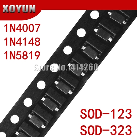 100pcs/lot SMD diode 0805 SOD-123 1N5819 1N4007 1N4148 SOD123 SOD-323 1206 1N4148WS 1N5819WS B5819WS SOD323 ► Photo 1/1