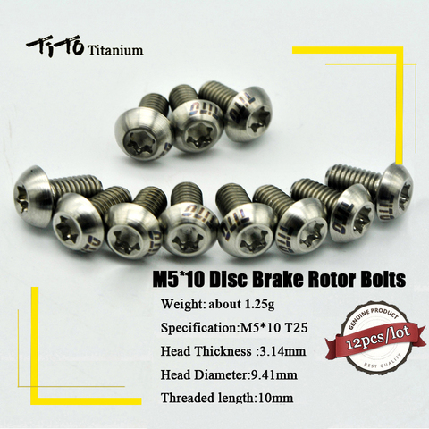 Disc Brake Rotor Titanium Bolt M5x10mm T25 Torx Head Screw Bicycle Fastener 
