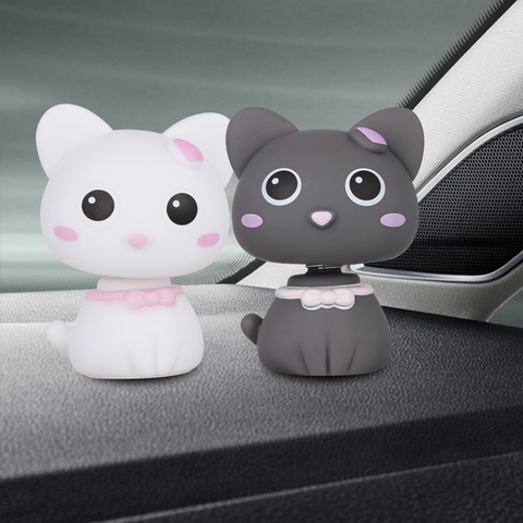 1PC Cat Head PVC Shaking Cute Figures Car Office Home Ornaments Dolls Cartoon Decorations Auto Interior Accessories ► Photo 1/6