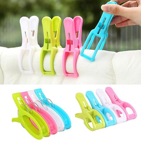 4 Pcs Plastic Color Clothes Pegs Beach Towel Clamp Laundry Clothes Pins Large Size Drying Racks Retaining Clip Organization 40P ► Photo 1/6