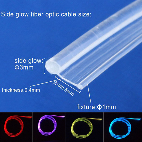 5mX Transparent Skirt side glow 3mm diameter plastic PMMA fiber optic cable for car lighting free shipping ► Photo 1/6