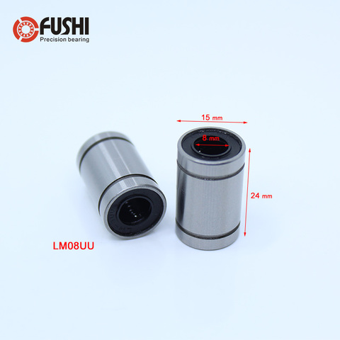 LM08UU (10PCS)  Ball Bushing 8x15x24MM  LM8UU Linear Motion Bearings 3D print ► Photo 1/6