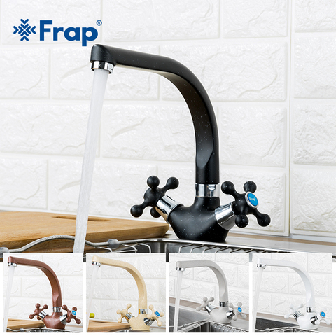 Frap NEW Multicolor Spray painting Kitchen sink Faucet Cold and Hot Water Mixer Tap Double Handle 360 Rotation F5408-7/8/10/21 ► Photo 1/6