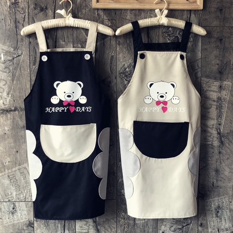 Apron for Women with Hand Wipe Towel Cute Bear Funny Kitchen Apron with Big Pocket Couple Cooking Apron Baking Gardening BBQ ► Photo 1/6