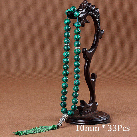 10mm Green Malachite Stone Bracelets Tassel Pendant 33 Prayer Beads Islamic Muslim Tasbih Allah Mohammed Rosary For Women Men ► Photo 1/5