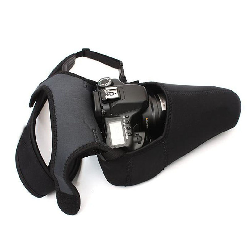 2 Soft Camera Sides Use Neoprene SLR DSLR Liner Case Easy Bag Sleeve Pouch Black 