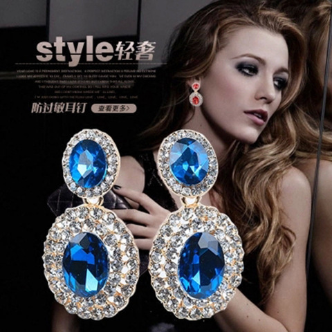 Non Pierced Earrings Luxury Exaggerated Zircon Crystal Gem Earrings Large Earrings for Women Bride Wedding Without Ear Holes ► Photo 1/1