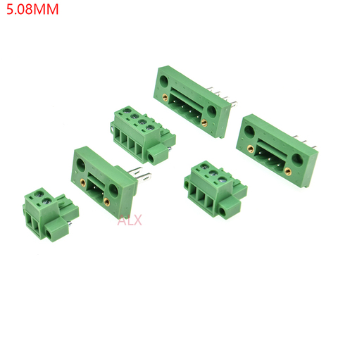 3SETS 2edg 2/3/4/5/6/8 pin 5.08MM pitch pluggable screw terminal block 5.08 PLUG TYPE pcb connector with Flange PLUG + SOCKET ► Photo 1/4