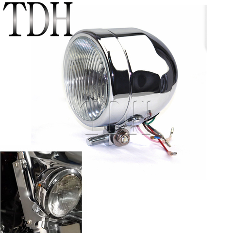 Motorcycle Chrome Retro Headlight HS1 12V 35W Front Headlamp Dual Sport Dirt Bike For DR RM 250 CB600 CB900F KLX450 KLX250 ► Photo 1/6