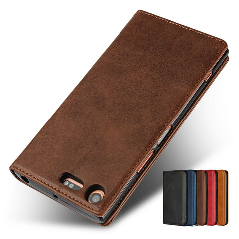 Leather case For Sony Xperia XZ1 XZ Premium XZ2 Flip case card holder Holster Magnetic attraction Cover Case Wallet Case ► Photo 1/6