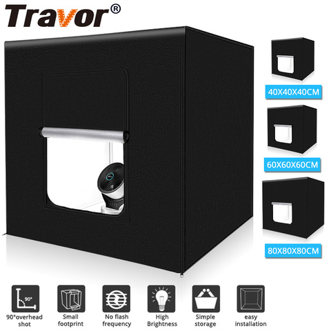 Travor light Box 40 60 80cm Portable Softbox Photo Lightbox Tent With 3 Colors Background For Studio Photography Box LED Light ► Photo 1/6