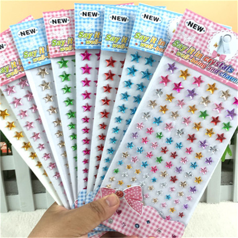 Different sizes, mixed colors Crystal Acrylic Five-pointed star Stickers Kids Toys Self Adhesive Rhinestones sticker Children ► Photo 1/1