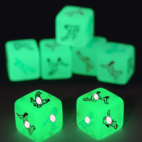 2Pcs 6 Side Erotic Luminous Dice Couples Flirting W/Posture Toys Love Posture Guide Night Lights Luminous Love Dice Sex Toy ► Photo 1/6