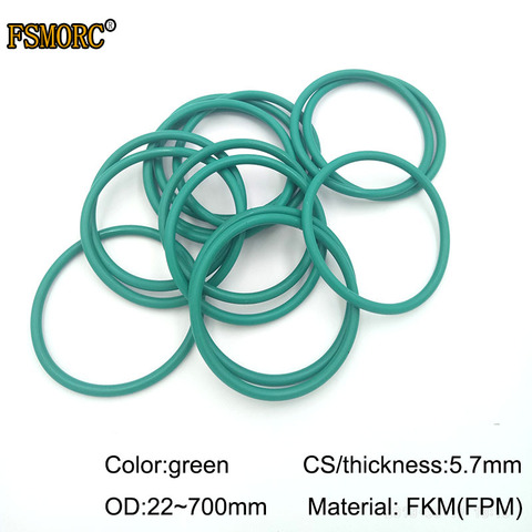 OD22~700mm*5.7mm thickness/CS FKM o ring seal dichtung green Gasket of motorcycle part FPM o-ring ► Photo 1/3