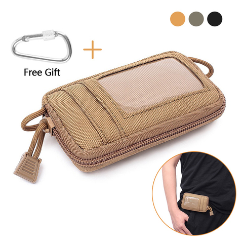 Tactical Mini Wallet Card Money Key Pack Waist Bag Nylon with Free Carabiner Camping Hiking Outdoor Waterproof Belt Small Pouch ► Photo 1/6