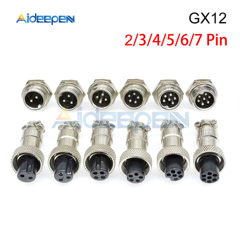 GX12 2/3/4/5/6/7 Pin Male + Female Wire Panel Connector Circular Aviation Plug Socket 12mm with Plastic Cap Lid ► Photo 1/6
