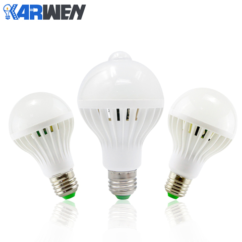 KARWEN LED lamp PIR Infrared Motion/Sound+Light Sensor Control E27 3w 5w 7w 9w 12w automatic Smart Sensor White ► Photo 1/6