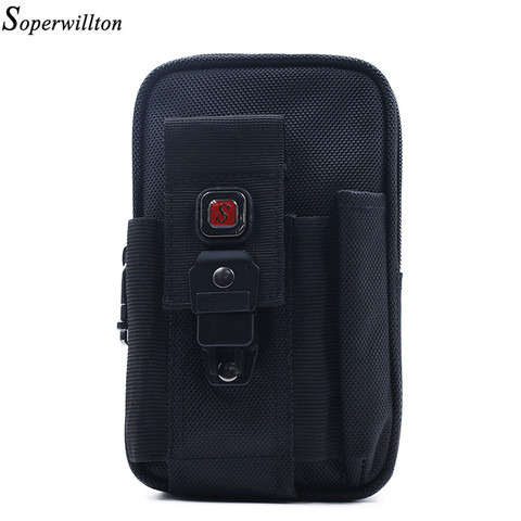 Soperwillton 2022 Hot Sale Men's Waist Pack Fashion Oxford Man Waist Bag Male Fanny Pack For Mobile Phone Black Waist Bag J100 ► Photo 1/6