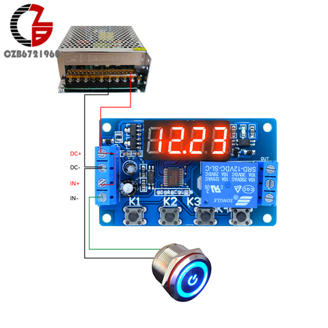 10A 12V Time Relay Adjustable Time Delay Relay Module LED Digital Timming Relay Timer Delay Trigger Switch for Motor LED ► Photo 1/6