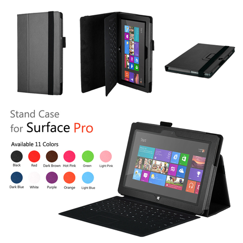 Surface Pro tablet Leather Case For Microsfot Windows 10.6 inch Surface Pro 2 flip Leather Cover Case +protector ► Photo 1/6