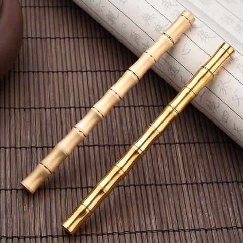 luxury quality bamboo gift Rollerball Pen matte golden classic brass reverse Student Stationery Office Supplies ► Photo 1/6