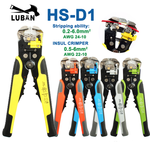 HS-D1 AWG24-10 0.2-6.0mm2 3 in 1 Multifunctional automatic Stripping pliers Cable wire cutter Crimping Cutting stripper ► Photo 1/5