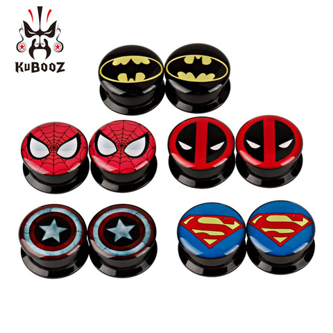 KUBOOZ Acrylic Ear Plugs Piercing Present Screw Body Jewelry Logo Picture Gauges Expander Tunnels Fashion Cool Gift 5 Pairs ► Photo 1/6